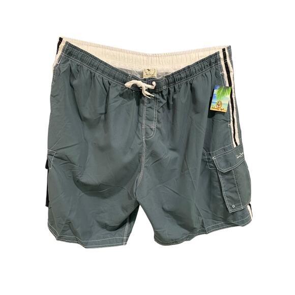 4X Panama Jack Mens New Swim Trunks Gray Bathing Suit - Picture 1 of 9